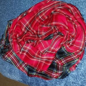 J. Jill Vibrant Red, Blue,  Yellow and Black Plaid Infinity Scarf